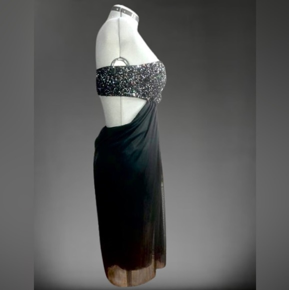 NWT, Strapless beaded bust gown; open, draped back, sz 8 - Picture 5 of 6